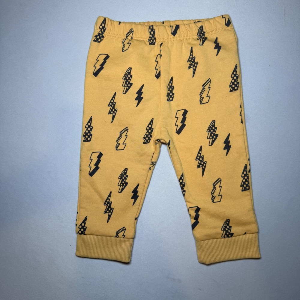 Cat & Jack Baby Boy Lightning Bolt Sweatshirt Joggers Denim Pants Set 0-6M 3pc - Picture 3 of 7